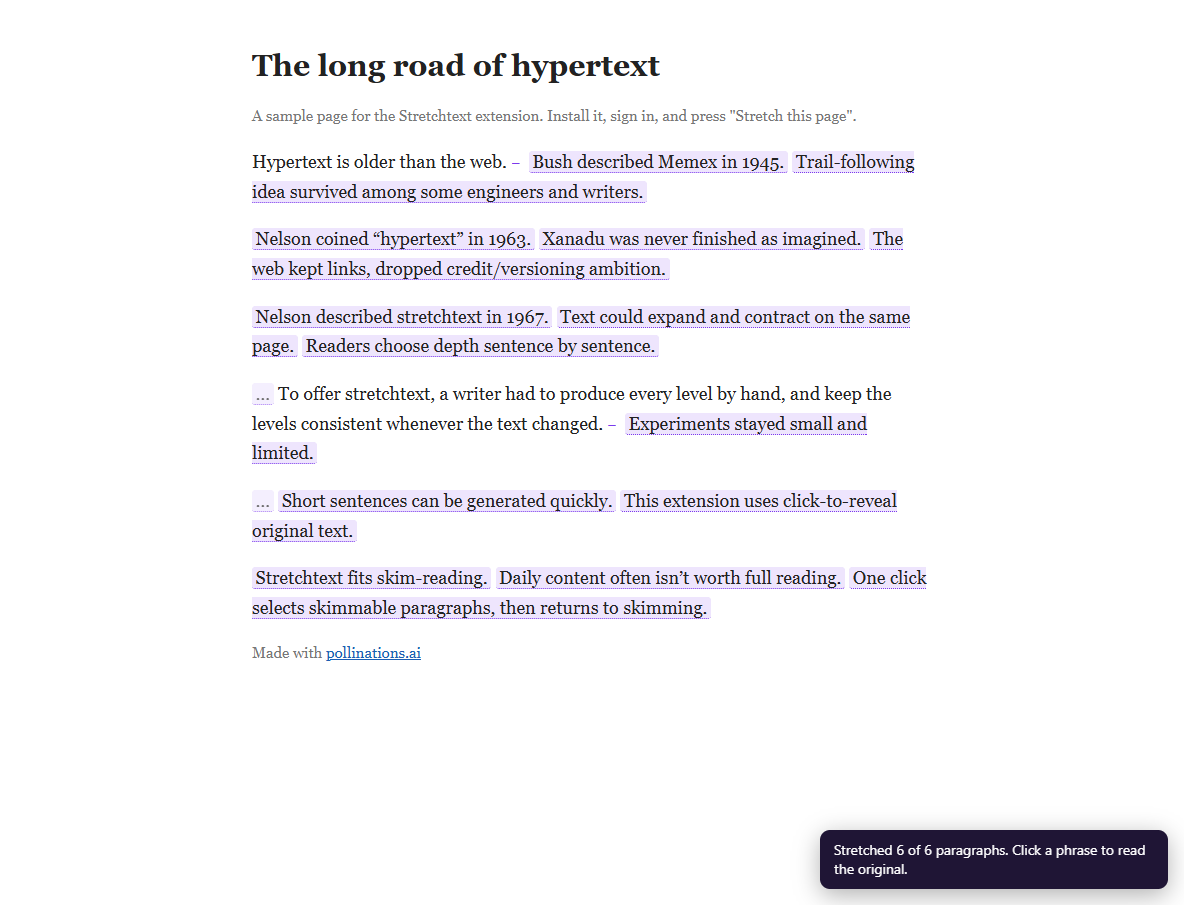 Three sentences grown back to the page's own text
